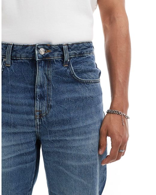 ASOS Blue Wide Hem baggy Jeans for men