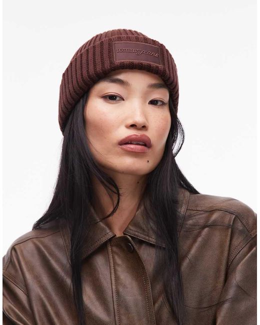 Tommy Hilfiger Brown Thick Rib Beanie