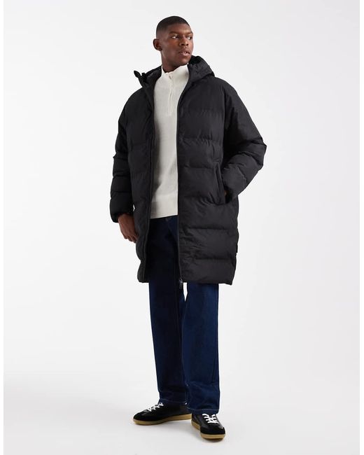 Jack & Jones Blue Hooded Long Puffer for men