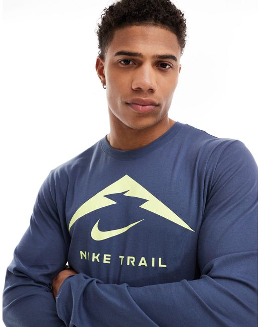 Nike Blue Trail Dri-fit Graphic Long Sleeve T-shirt for men