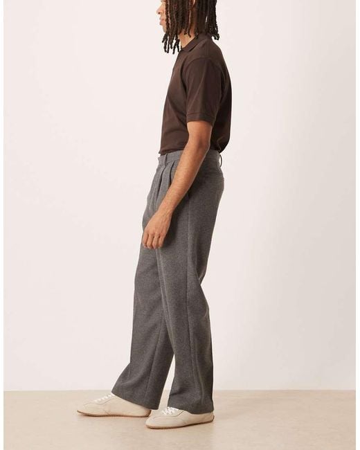 ASOS Gray Pleated Wide Leg Dress Pants for men