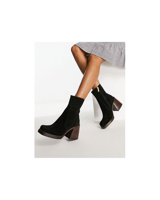 asos region leather mid heel boots