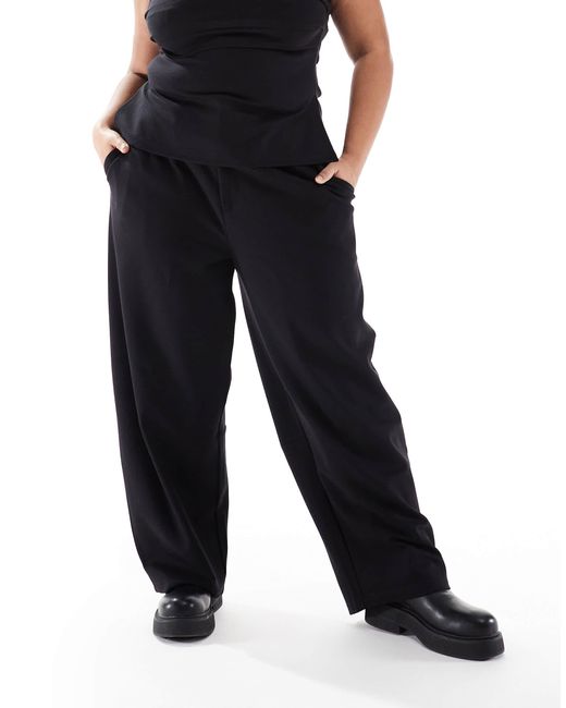 ASOS Black Asos Design Curve Ponte Barrel Leg Pants