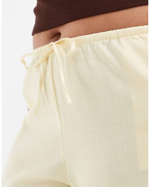 ASOS Natural Asos Design Curve Satin Wide Leg Pull On Pants