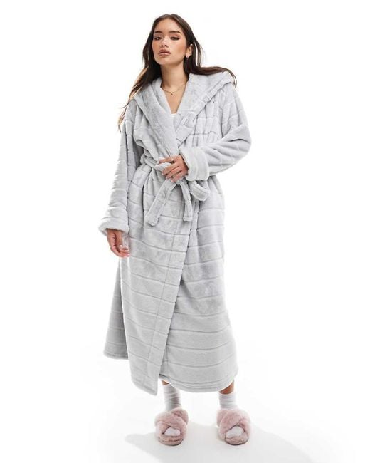 Boux Avenue White Fur Plush Long Robe