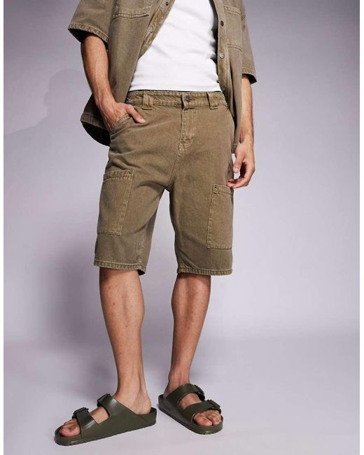 Good For Nothing Natural Co-ord Denim Cargo Shorts for men
