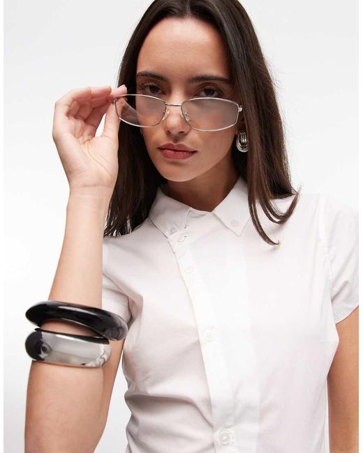 Collusion White Asymmetric Hem Fitted Shirt