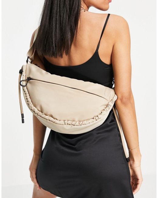 TOPSHOP Nylon Ruched Slouchy Crossbody Bag in Black Lyst