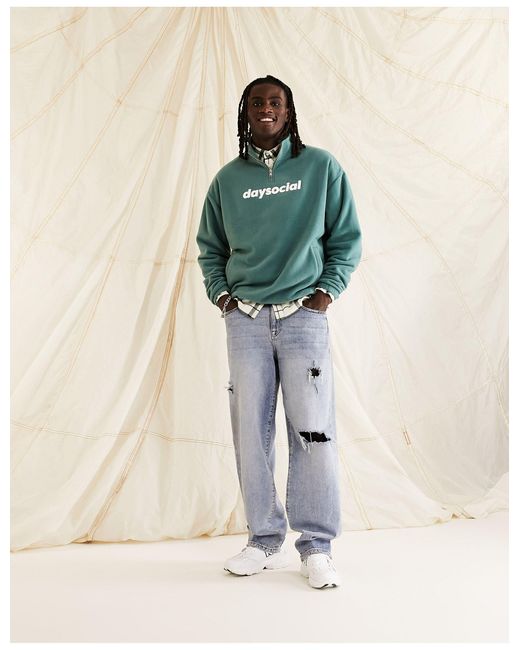 ASOS Asos Daysocial Oversized Quarter Zip Sweatshirt in Green for Men |  Lyst Canada