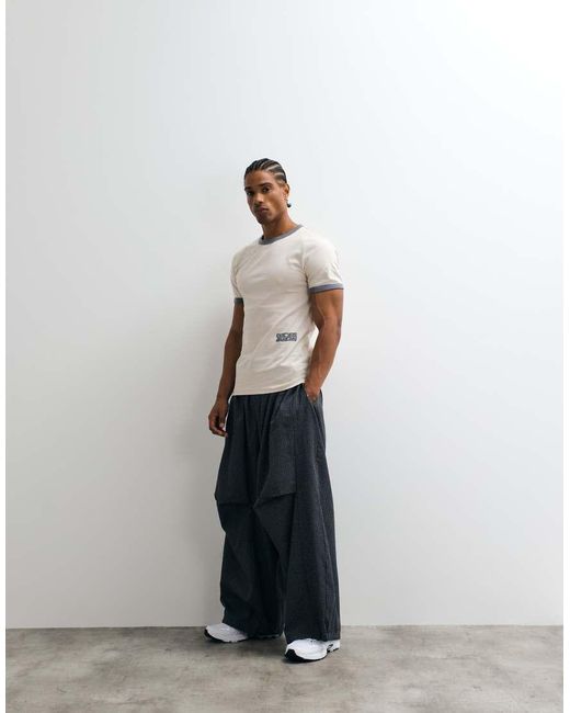ASOS White Slim Ringer T-shirt With Text Graphic for men