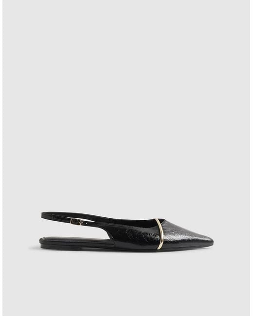 River Island White Metal Band Point Toe Flats