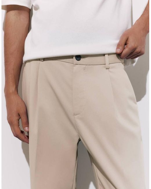 Pull&Bear Black Tailored Fit Wide Leg Trousers for men