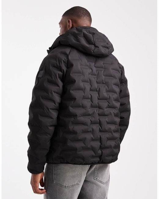 Threadbare – strukturierter puffermantel in Black für Herren