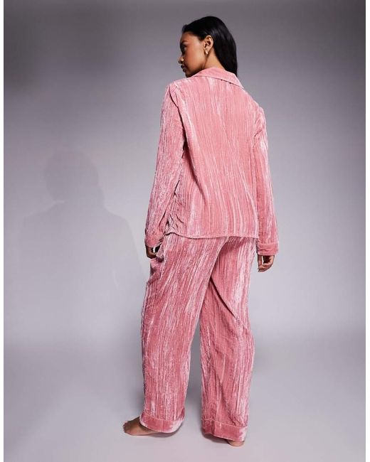ASOS Pink Asos Design Maternity Velvet Texture Pyjama Set