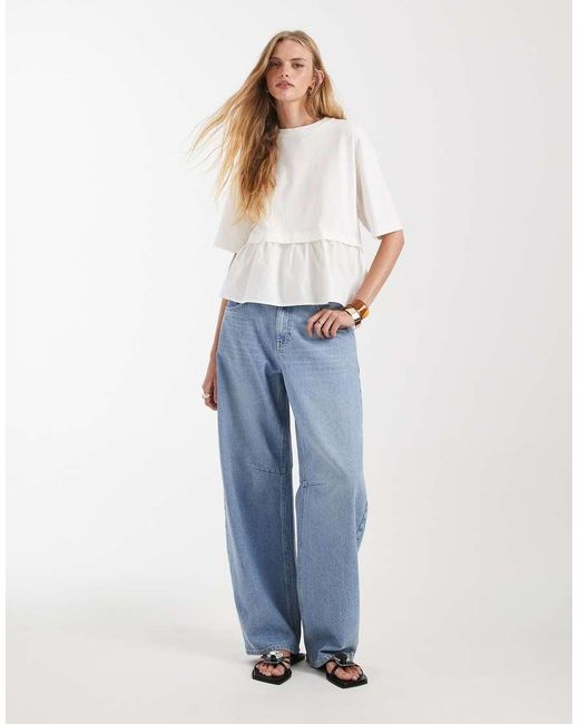 Miss Selfridge White Poplin Mix T-shirt