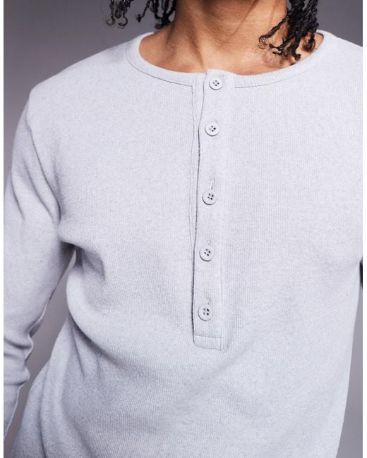 ASOS – geripptes, langärmliges muskelshirt in White für Herren