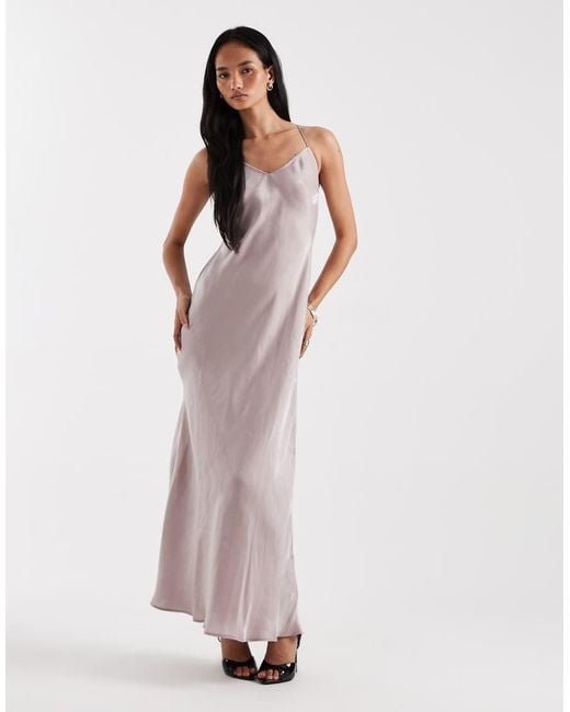 New Look Pink Shimmer Satin Maxi Slip Dress