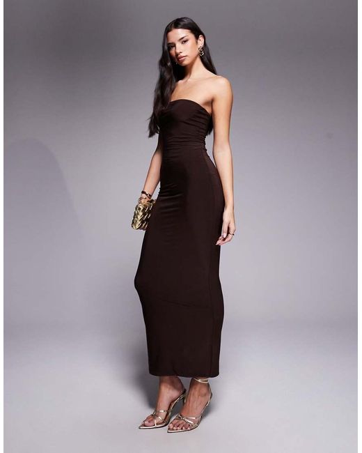 Fashionkilla Purple Exclusive Slinky Double Sculpted Bandeau Maxi Dress