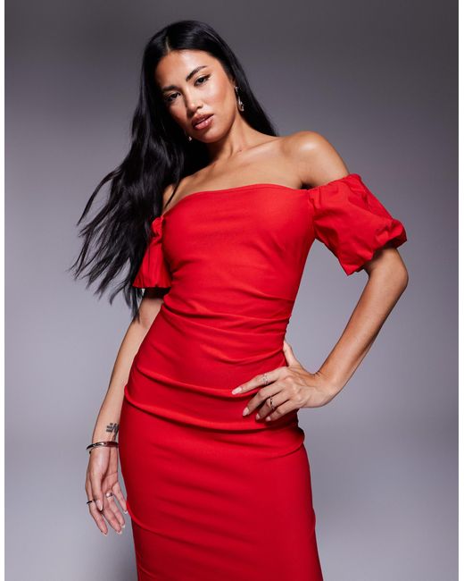 Vesper Red – midaxi-kleid aus bengaline