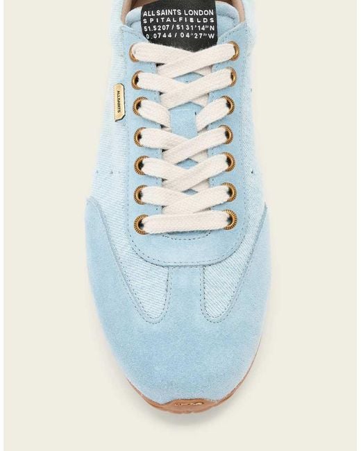 AllSaints Blue Liam Low Top Denim Trainers