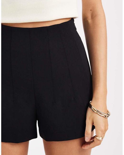 ASOS Black Tailored High Waist Corset Seam Detailing Shorts