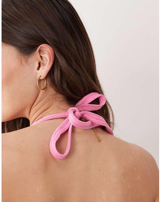 Peek & Beau Pink Crinkle Triangle Bikini Top