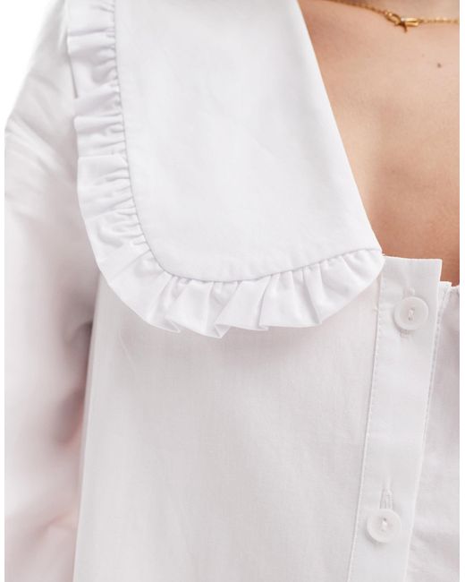 Miss Selfridge White Poplin Collar Mini Smock Shirt Dress