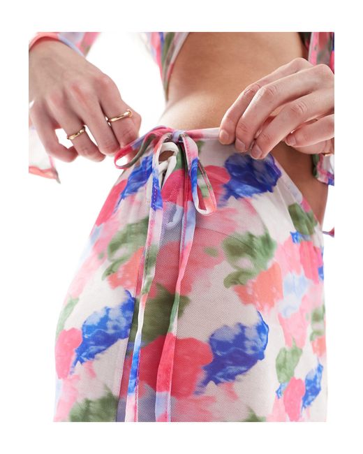 Vero Moda Pink Beach Mesh Maxi Skirt Co-ord