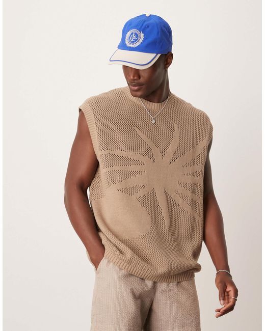 ASOS – oversize-strickweste in Natural für Herren