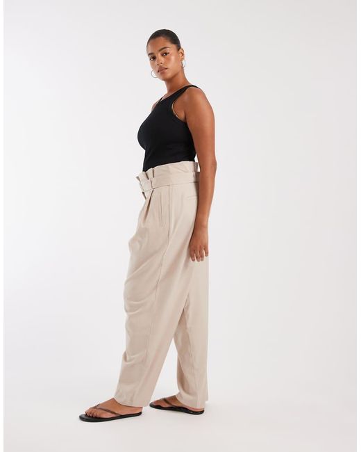 ASOS Natural Curve Tailored Paper Bag Waist Pirate Peg Trousers