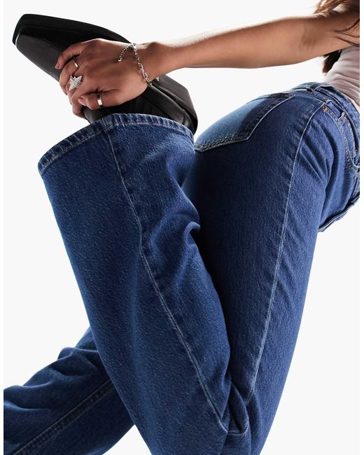 ASOS Blue Mid Rise Flare Jeans