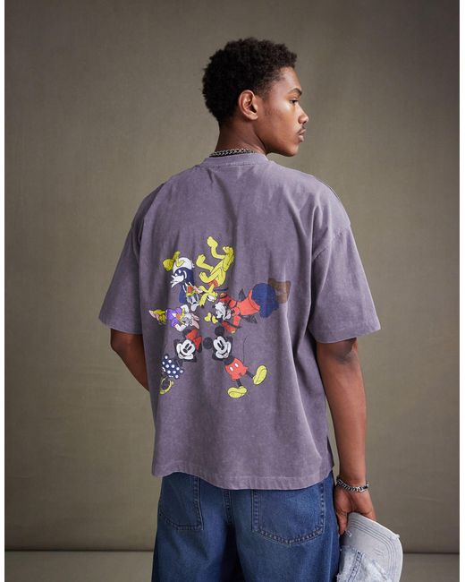 ASOS Purple Disney Unisex Oversized T-shirt With Mickey Mouse & Friends Prints