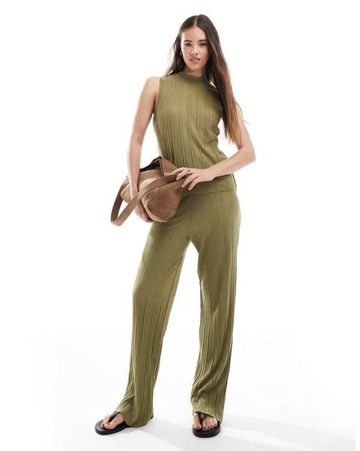 Vero Moda Green Plisse Trouser Co-ord
