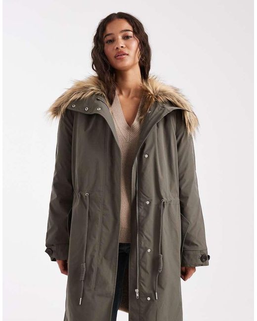 ASOS Oversized Parka Met Afwerking Van Imitatiebont in het Green