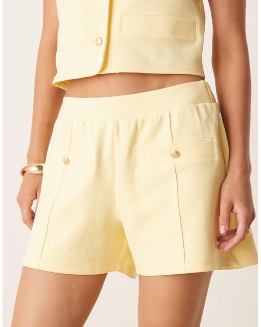 ASOS Natural Interlock Button Detail Mini Shorts