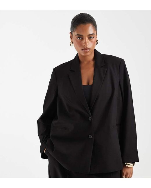 Pieces Plus Black Pieces Curve Oversized Tailored Blazer Co-ord
