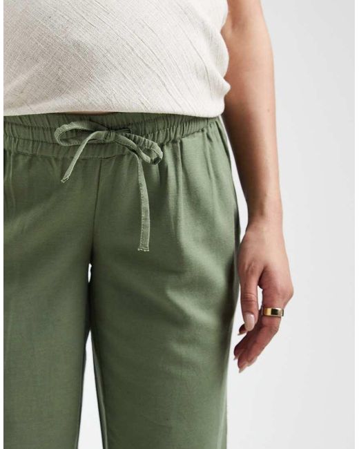 Mama.licious Green Mamalicious Maternity Tie Waist Linen Touch Trouser