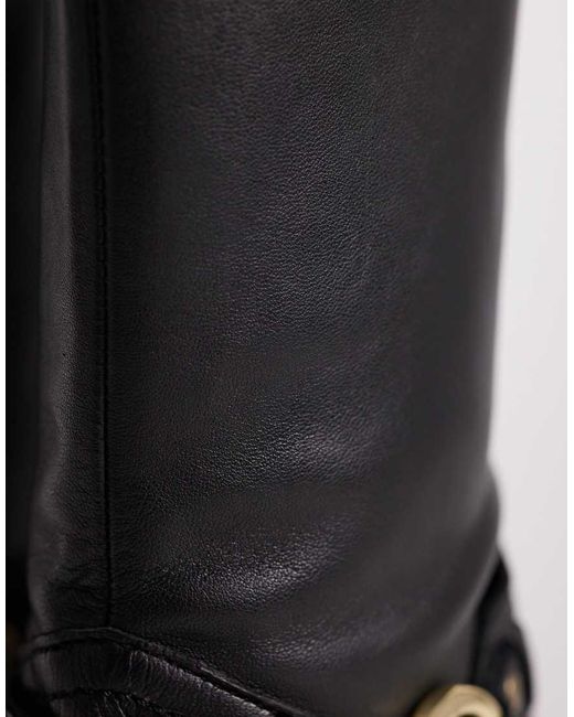 ASOS Natural Elena Leather Western Ankle Boot With Harness
