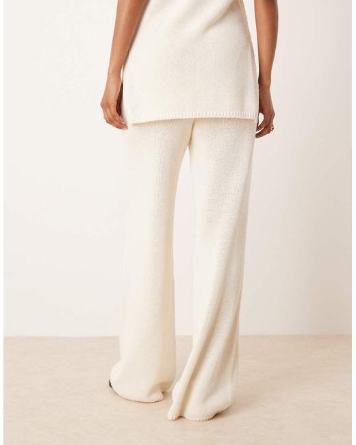 ASOS Natural Co-Ord Heavyweight Clean Knit Wide Leg Trousers