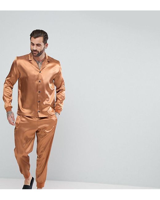 ASOS Orange Satin Pyjama Set for men