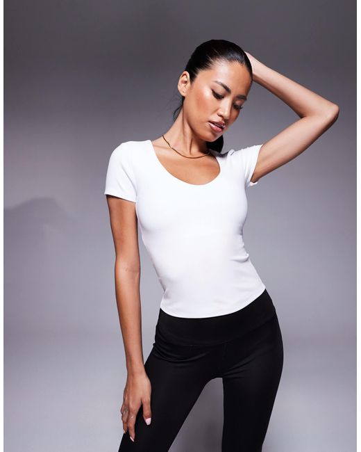 4505 White Icon V Neck Performance Baby T-shirt With Inner Bra