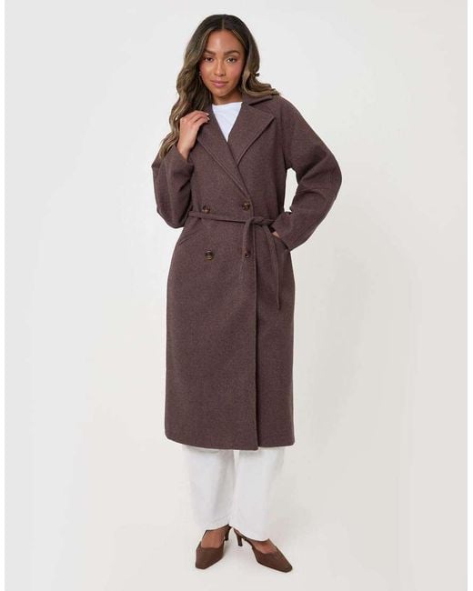 Threadbare Brown Longline Cocoon Coat