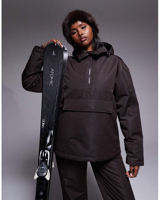 Threadbare Gray Co-ord Ski Overhead Jacket With Hood