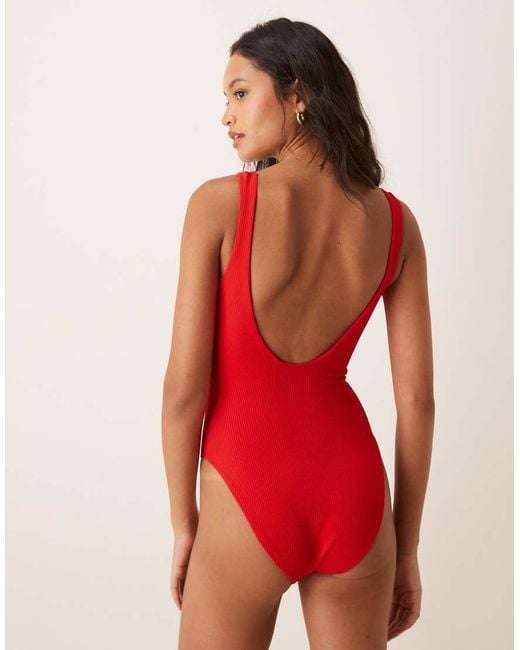 Calvin Klein Red Shapewear Ribbed One Piece Swimsuit