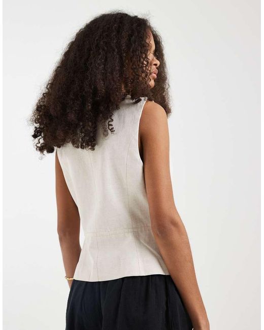 ASOS White Tailored Tie Waistcoat With Linen