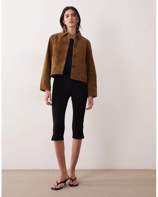 Mango Brown 100% Suede Short Jacket