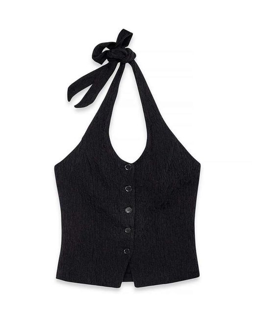 NA-KD White Halterneck Structure Button Top