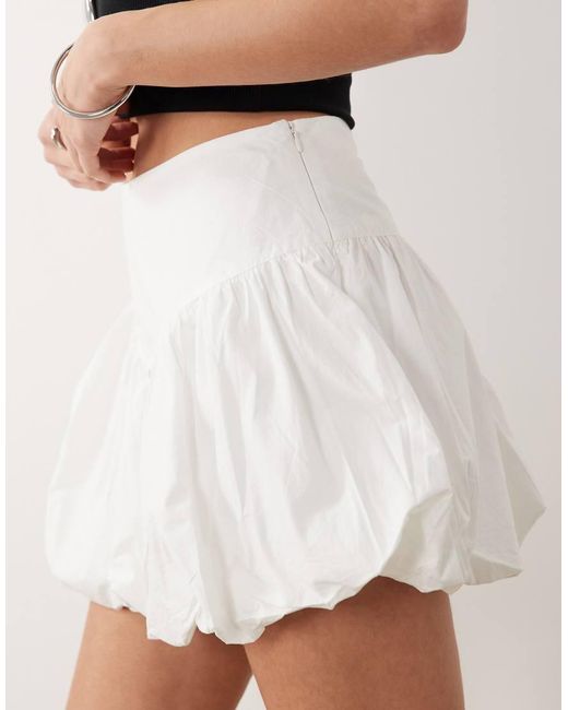 Gina Tricot White Dropped Waist Bubble Skirt