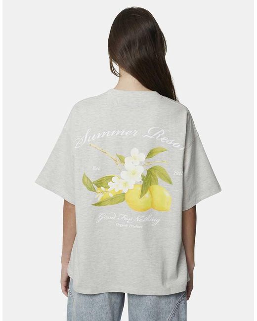 Good For Nothing Gray Oversized Graphic Tee