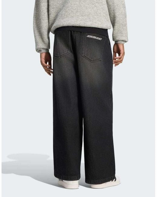 Adidas Originals Black Jeans Mid-Rise Wide Leg for men